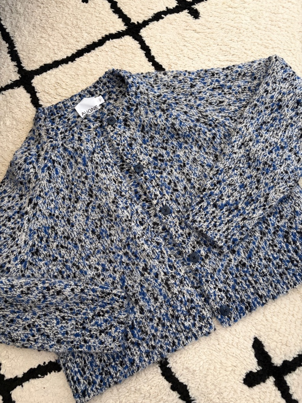 Agnelle Blue Marled Knit Button-Front Sweater